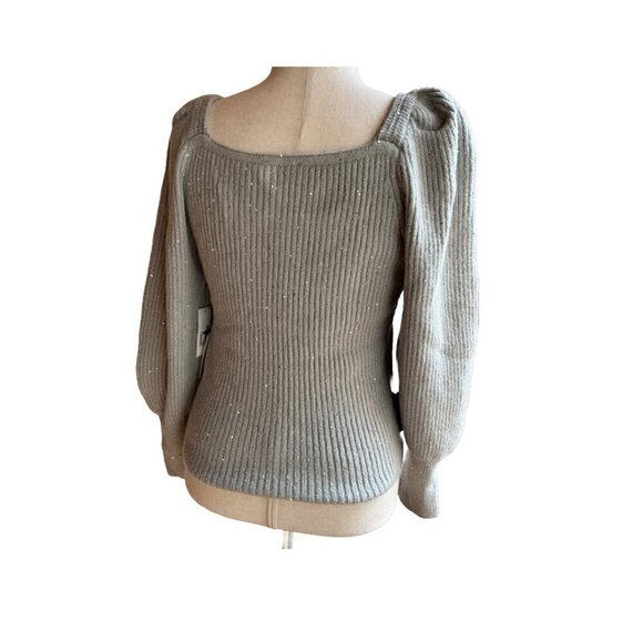 NWT 1 STATE Shimmer Ribbed Pullover Sweater Size L 12/14 Silver - Picture 4 of 6